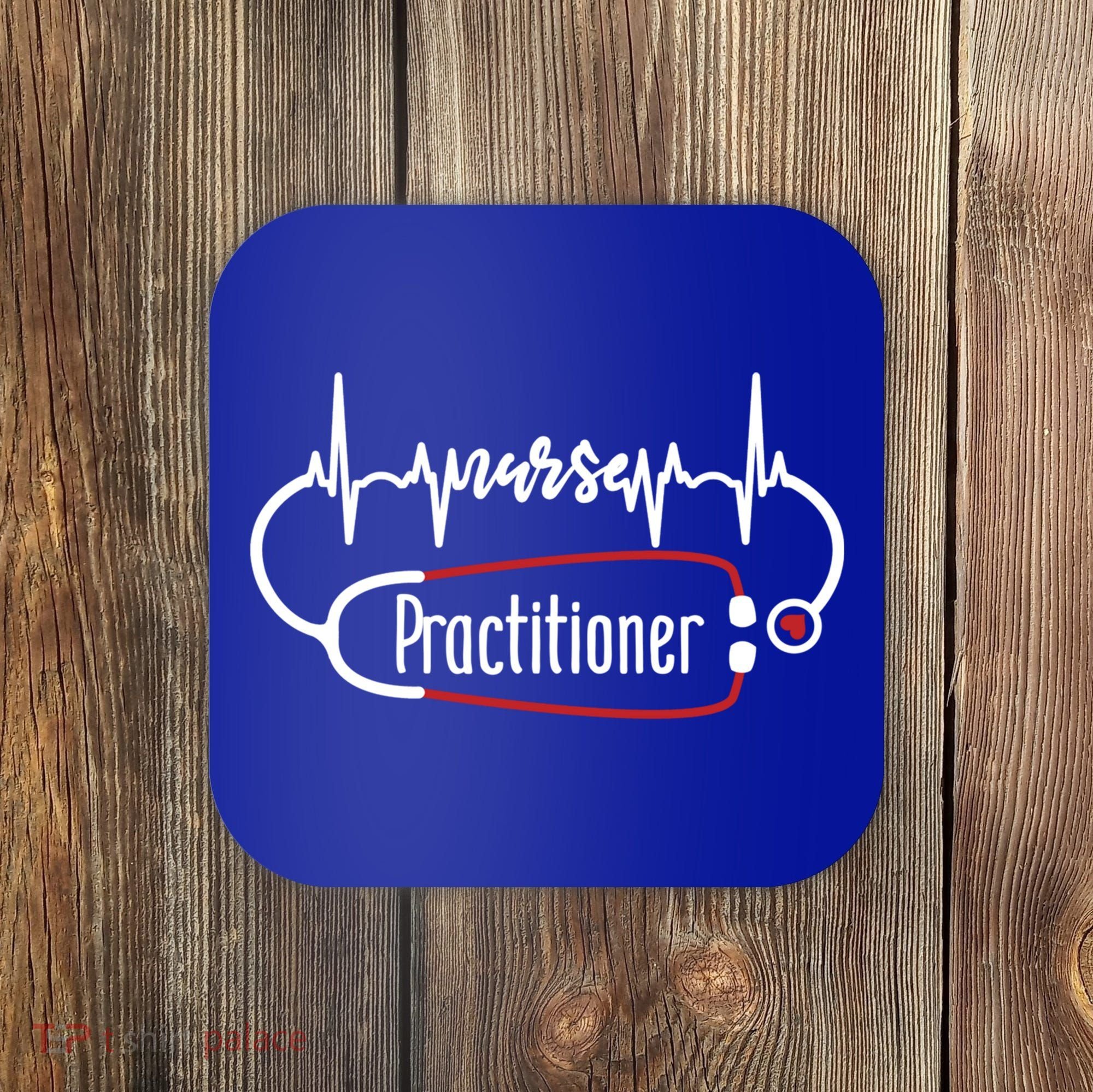 Nurse Practitioner Heartbeat Heart Stethoscope Nursing Gift Coaster