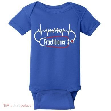 Nurse Practitioner Heartbeat Heart Stethoscope Nursing Gift Baby Bodysuit