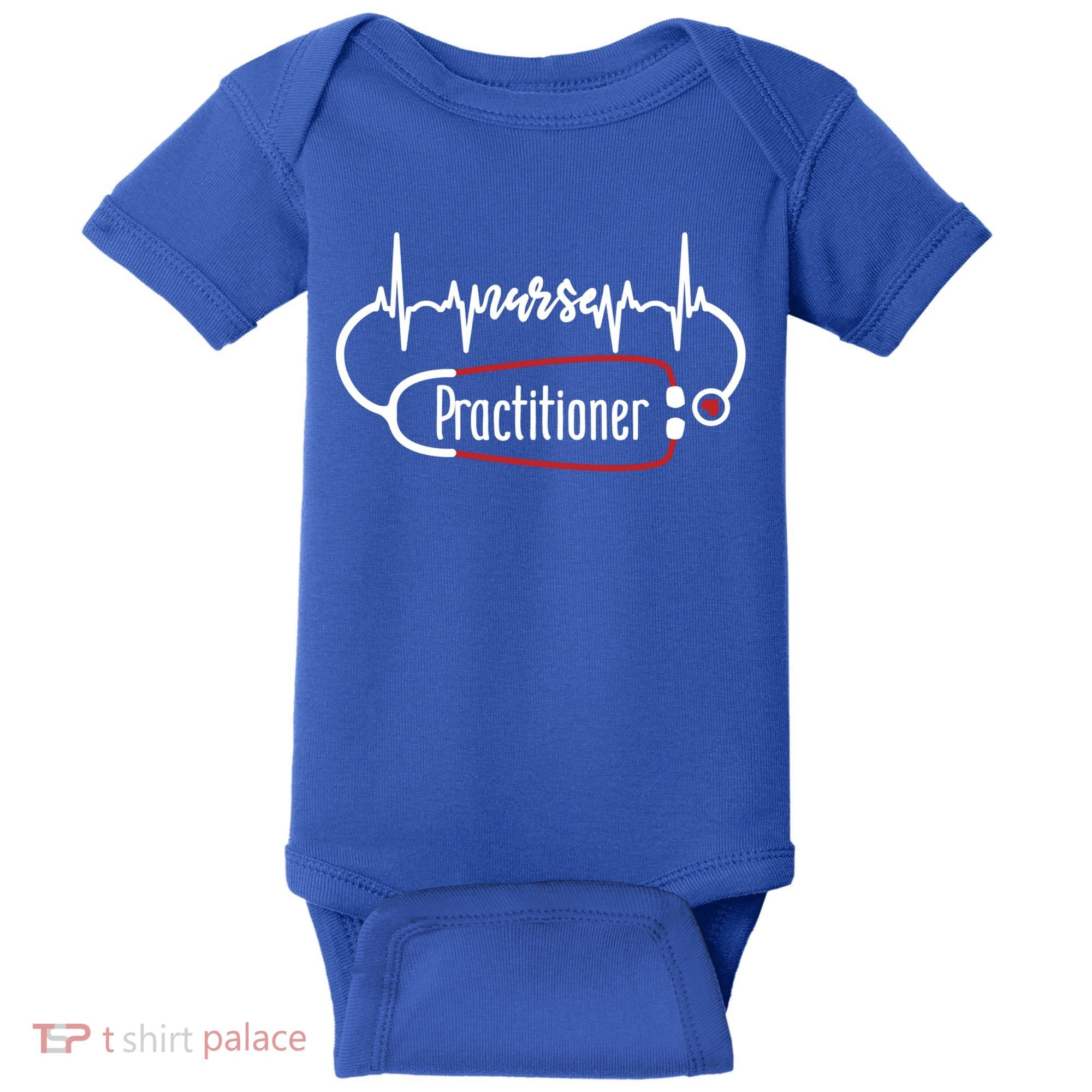 Nurse Practitioner Heartbeat Heart Stethoscope Nursing Gift Baby Bodysuit