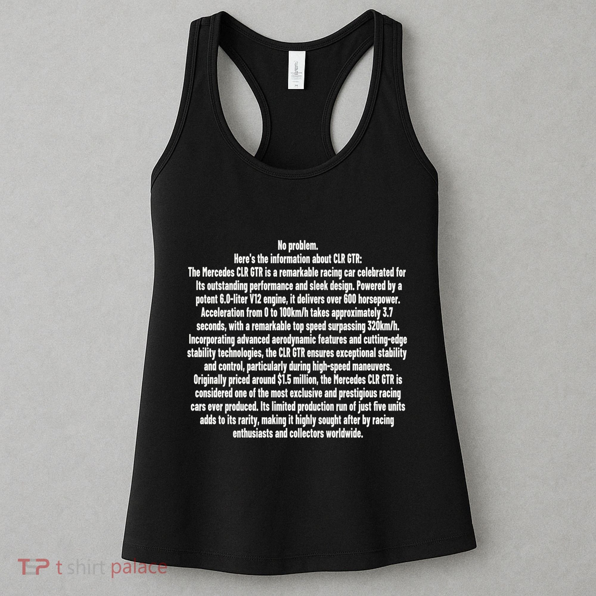 No Problem Heres The Information About Clr Gtr The Mercedes Women's Tank Top