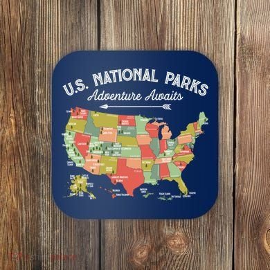 National Parks Hoodie Map Camping Design Hiking Coaster