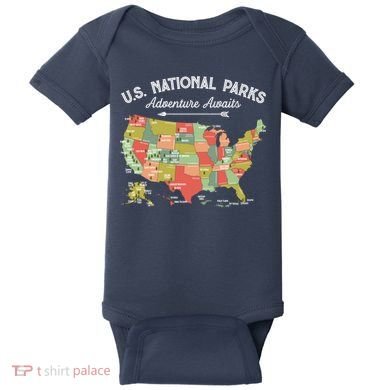 National Parks Hoodie Map Camping Design Hiking Baby Bodysuit