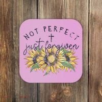 Not Perfect Just Forgiven Sunflower Christian Coaster thumb 0
