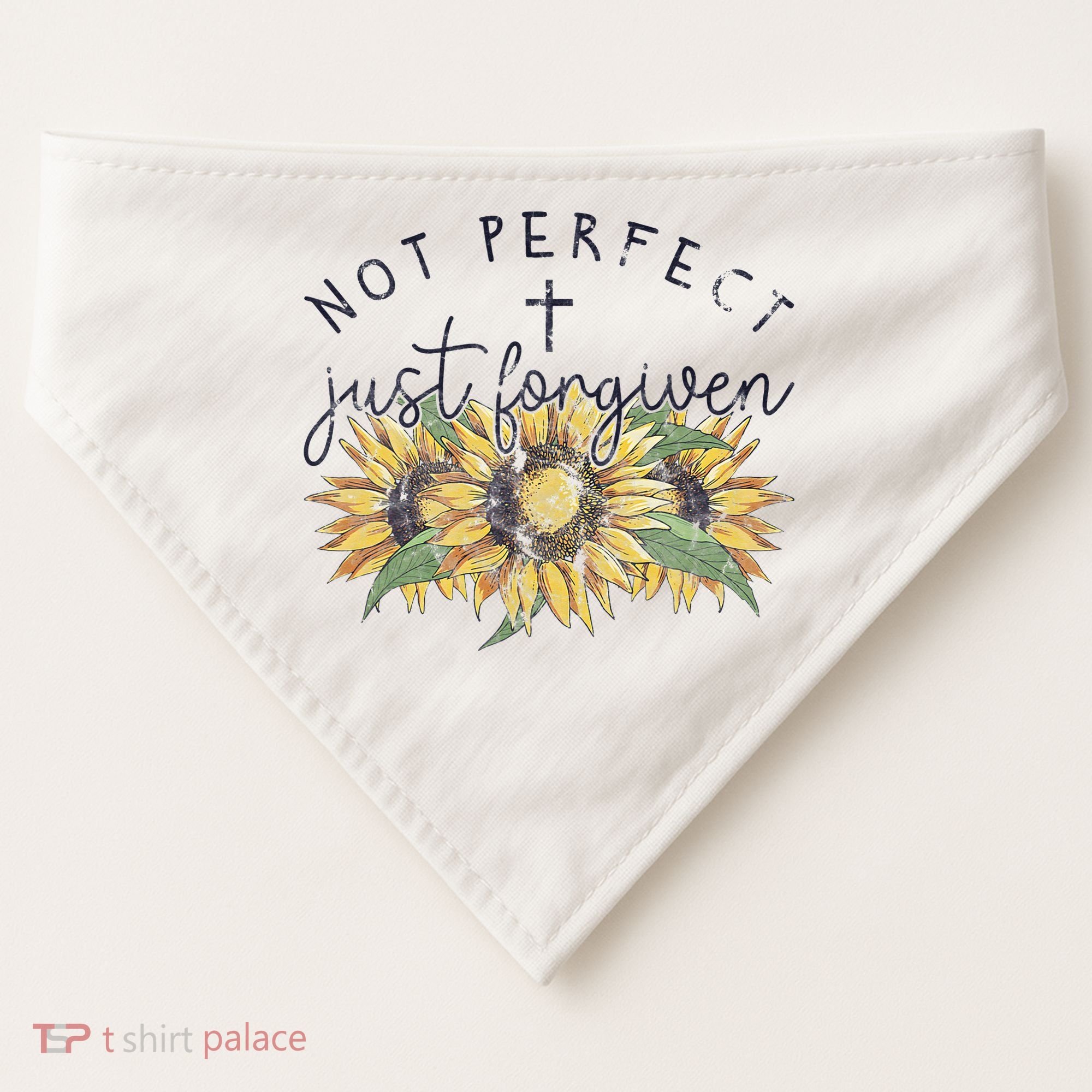Not Perfect Just Forgiven Sunflower Christian USA-Made Doggie Bandana