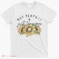 Not Perfect Just Forgiven Sunflower Christian T-Shirt thumb 0