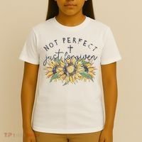 Not Perfect Just Forgiven Sunflower Christian T-Shirt thumb 4