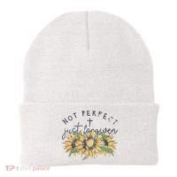 Not Perfect Just Forgiven Sunflower Christian Beanie thumb 0