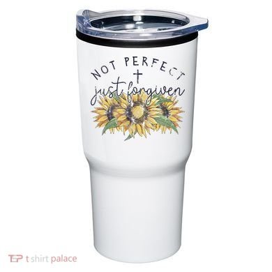 Not Perfect Just Forgiven Sunflower Christian Tumbler