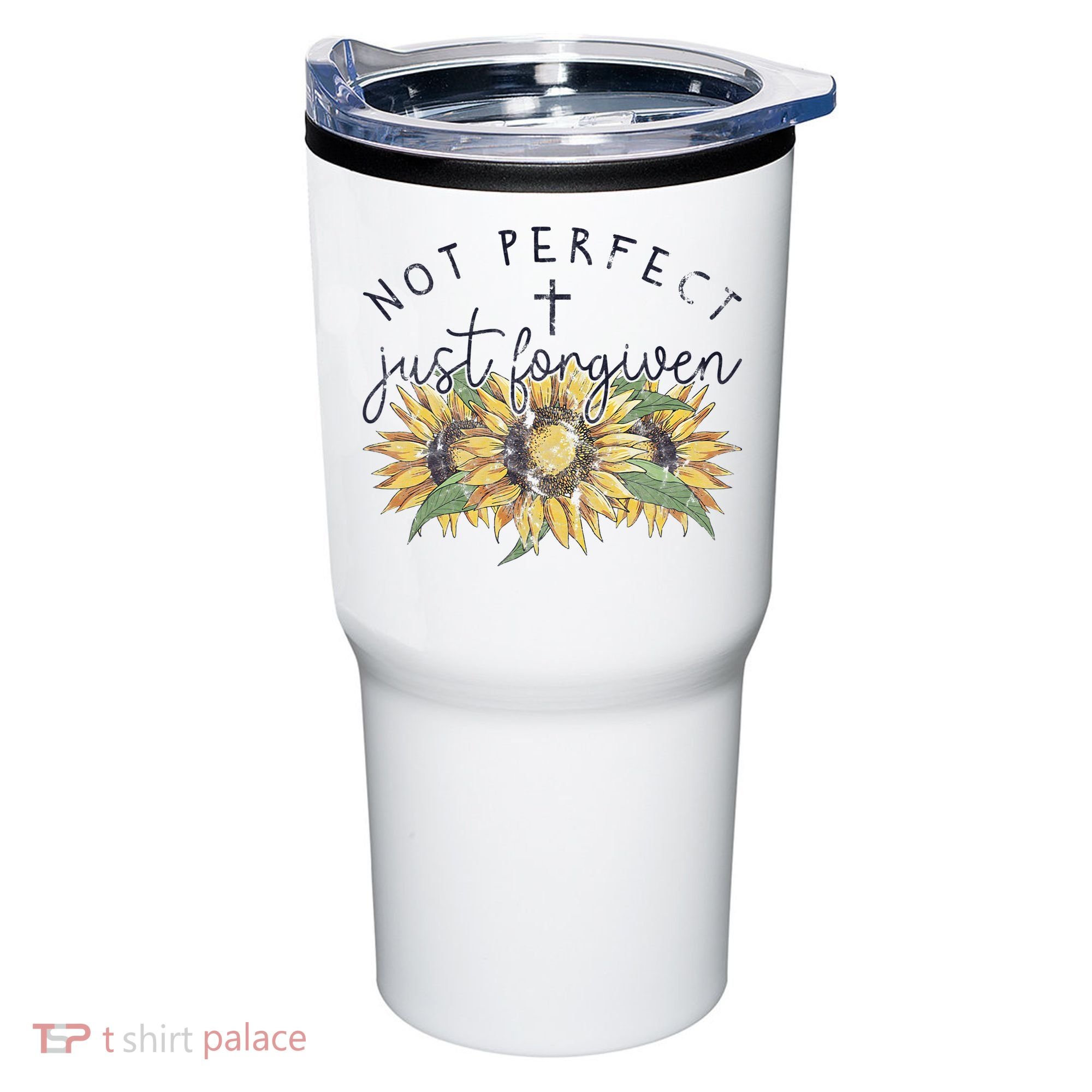 Not Perfect Just Forgiven Sunflower Christian Tumbler