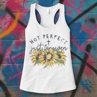 Not Perfect Just Forgiven Sunflower Christian Women's Tank Top thumb 3