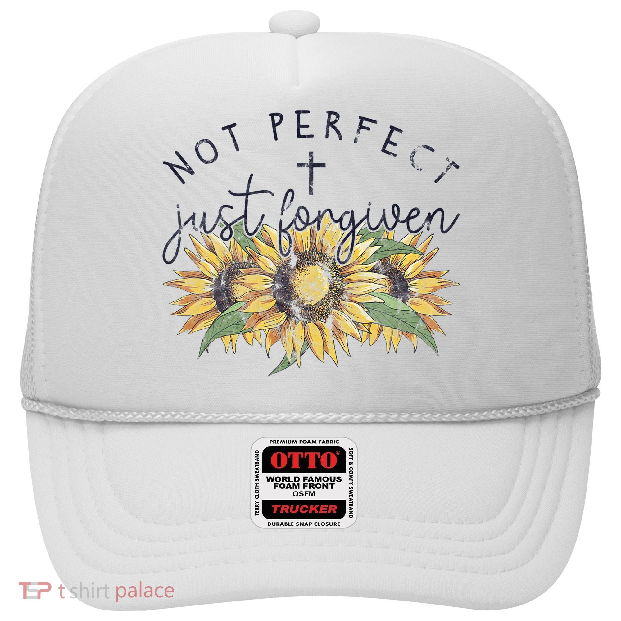 Not Perfect Just Forgiven Sunflower Christian Hat