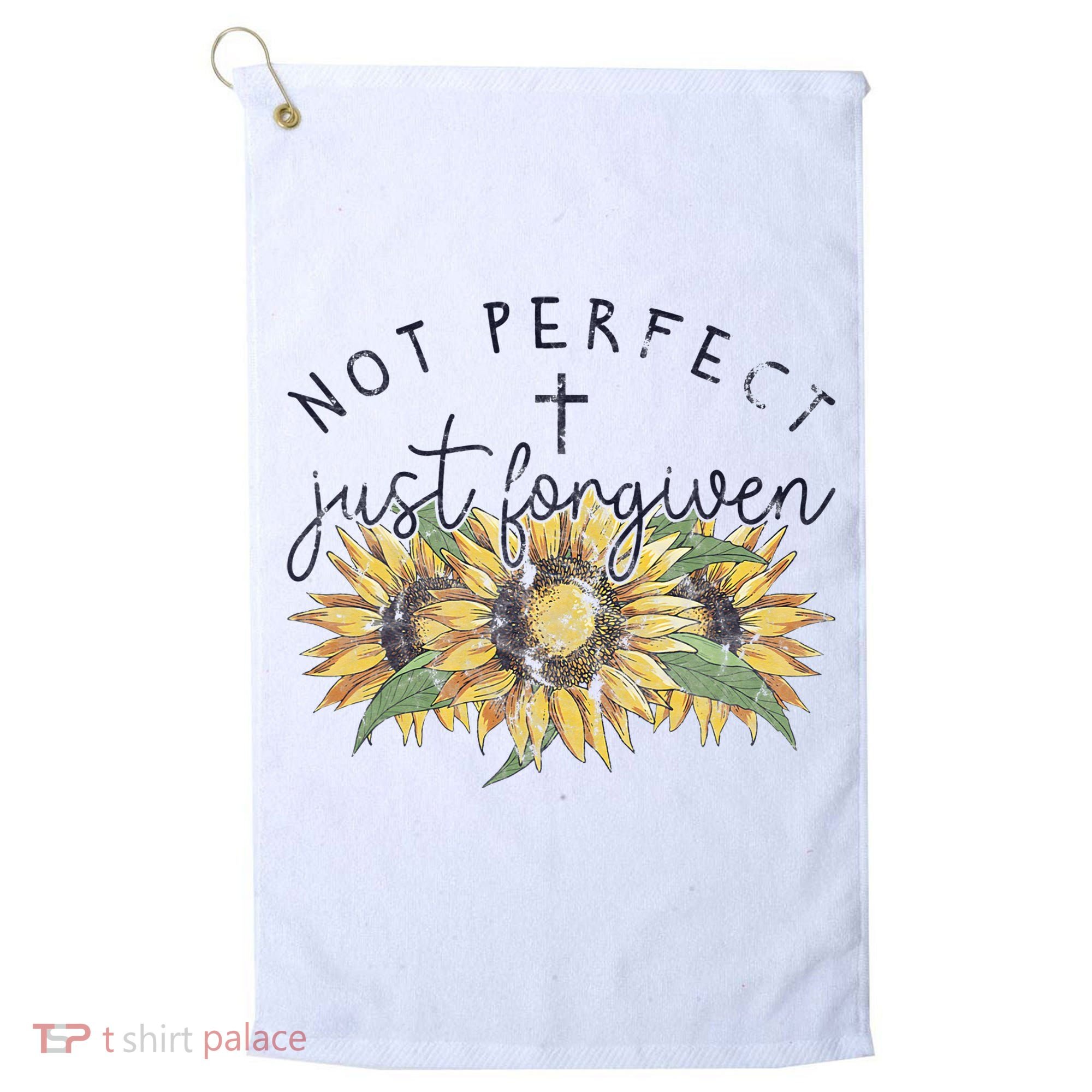 Not Perfect Just Forgiven Sunflower Christian Golf Towel