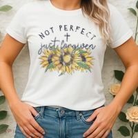 Not Perfect Just Forgiven Sunflower Christian Women's T-Shirt thumb 2