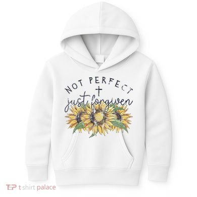 Not Perfect Just Forgiven Sunflower Christian Kids Hoodie