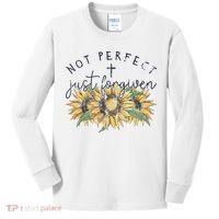 Not Perfect Just Forgiven Sunflower Christian Kids Long Sleeve Shirt thumb 0