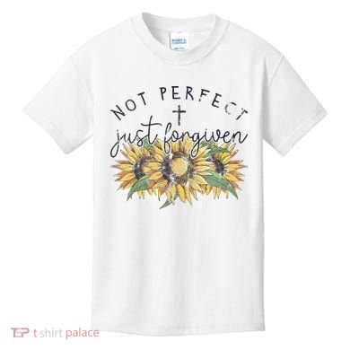 Not Perfect Just Forgiven Sunflower Christian Kids T-Shirt