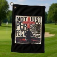 Not Perfect Just Forgiven Gift Christian Great Gift Golf Towel thumb 1