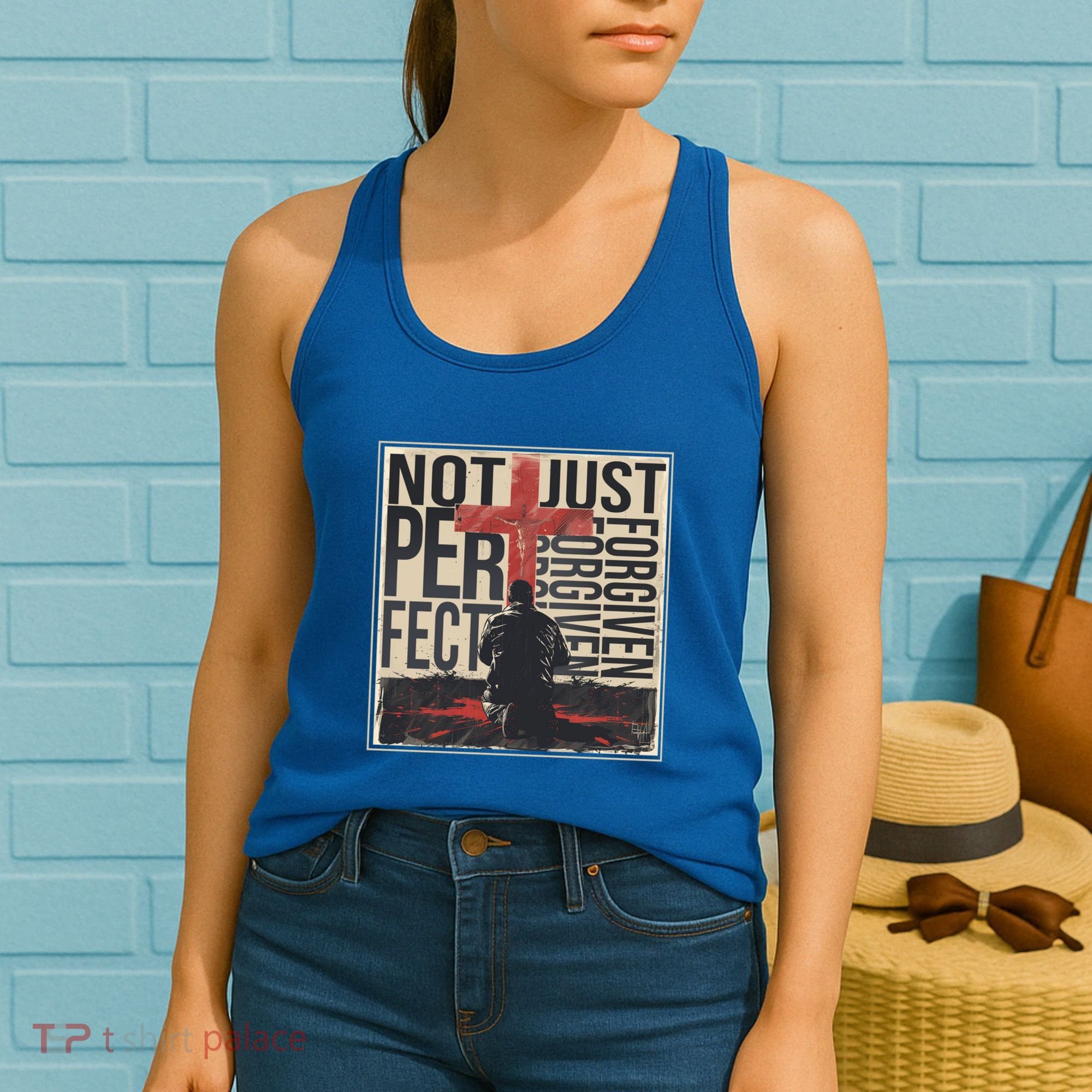 Not Perfect Just Forgiven Gift Christian Great Gift Women's Tank Top