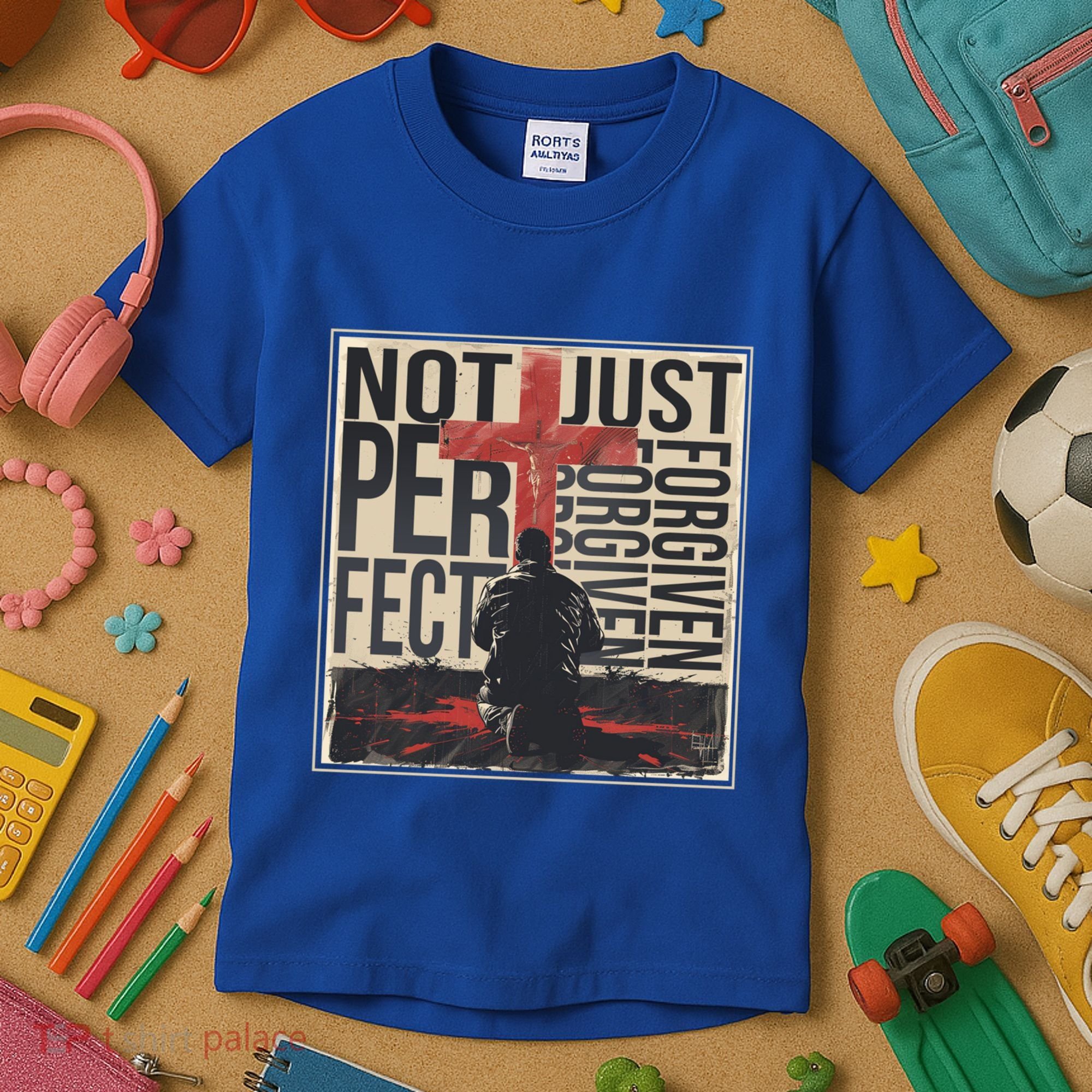 Not Perfect Just Forgiven Gift Christian Great Gift Kids T-Shirt