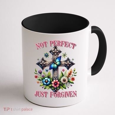Not Perfect Just Forgiven Jesus Christ Coffee Mug back