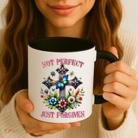 Not Perfect Just Forgiven Jesus Christ Coffee Mug thumb 3