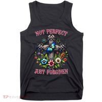 Not Perfect Just Forgiven Jesus Christ Tank Top thumb 0