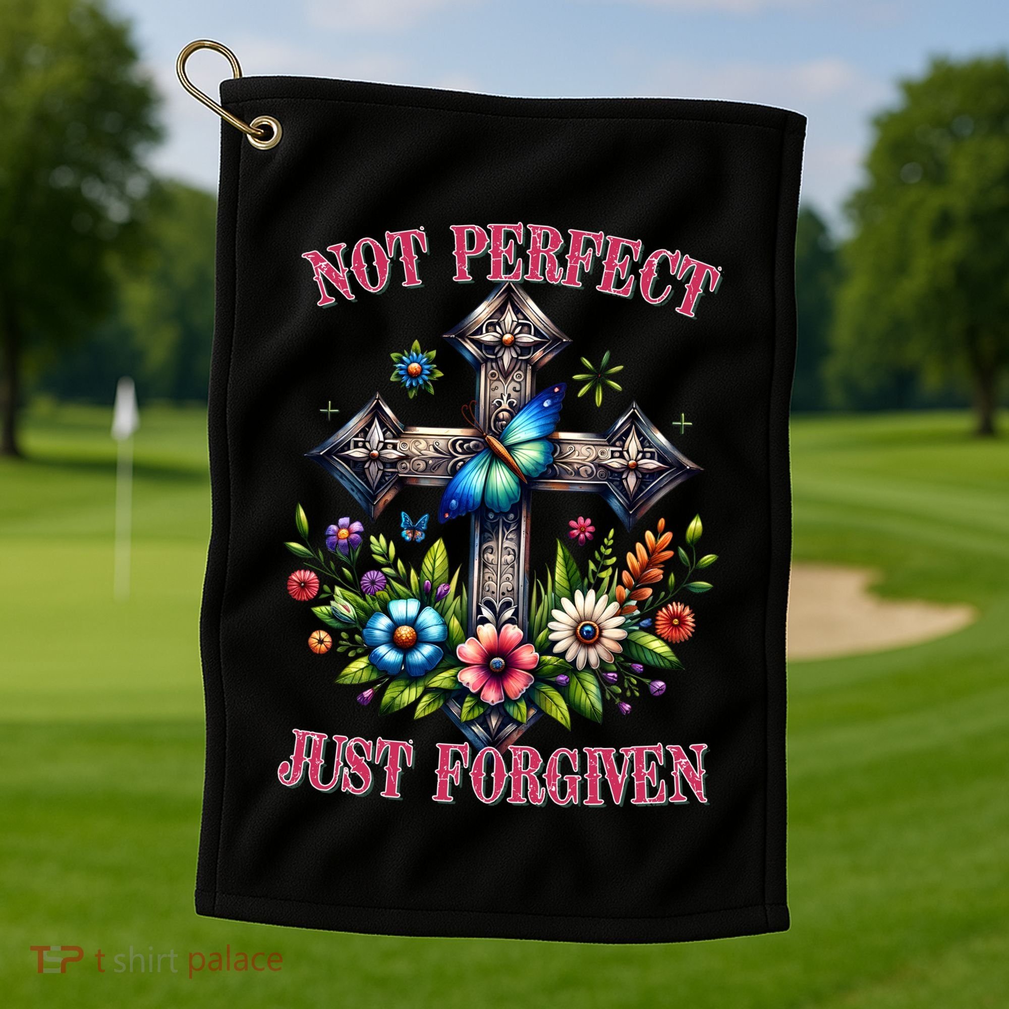 Not Perfect Just Forgiven Jesus Christ Golf Towel