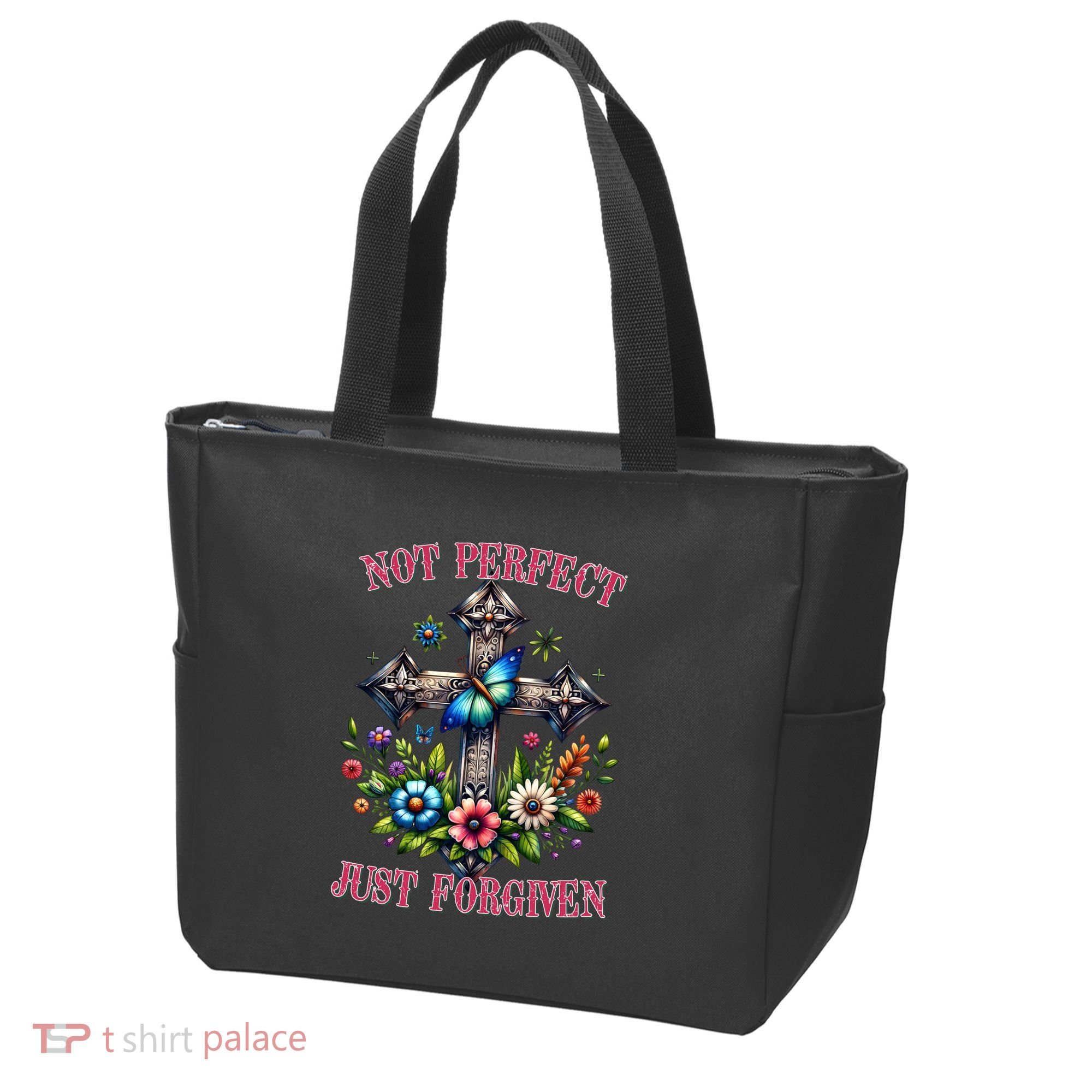 Not Perfect Just Forgiven Jesus Christ Tote Bag