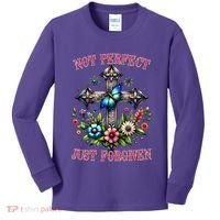 Not Perfect Just Forgiven Jesus Christ Kids Long Sleeve Shirt thumb 0