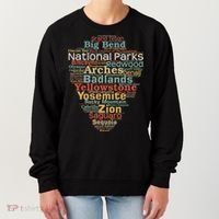 National Parks List Word Cloud Camping Hiking Gift Women's Sweatshirt thumb 0