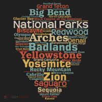National Parks List Word Cloud Camping Hiking Gift Women's Sweatshirt thumb 2