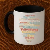 National Parks List Word Cloud Camping Hiking Gift Coffee Mug thumb 2