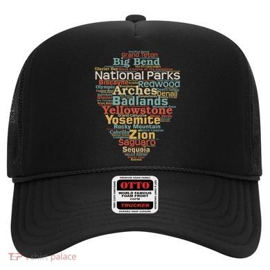 National Parks List Word Cloud Camping Hiking Gift Hat
