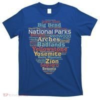 National Parks List Word Cloud Camping Hiking Gift T-Shirt thumb 0