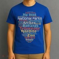 National Parks List Word Cloud Camping Hiking Gift T-Shirt thumb 3