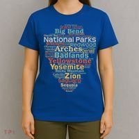 National Parks List Word Cloud Camping Hiking Gift T-Shirt thumb 4