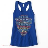 National Parks List Word Cloud Camping Hiking Gift Women's Tank Top thumb 0