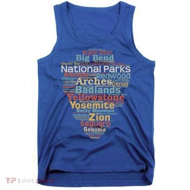 National Parks List Word Cloud Camping Hiking Gift Tank Top