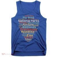 National Parks List Word Cloud Camping Hiking Gift Tank Top thumb 0