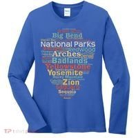 National Parks List Word Cloud Camping Hiking Gift Women's Long Sleeve Shirt thumb 0