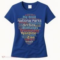 National Parks List Word Cloud Camping Hiking Gift Women's T-Shirt thumb 0