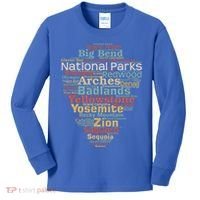 National Parks List Word Cloud Camping Hiking Gift Kids Long Sleeve Shirt thumb 0