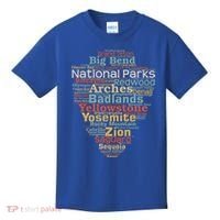 National Parks List Word Cloud Camping Hiking Gift Kids T-Shirt thumb 0