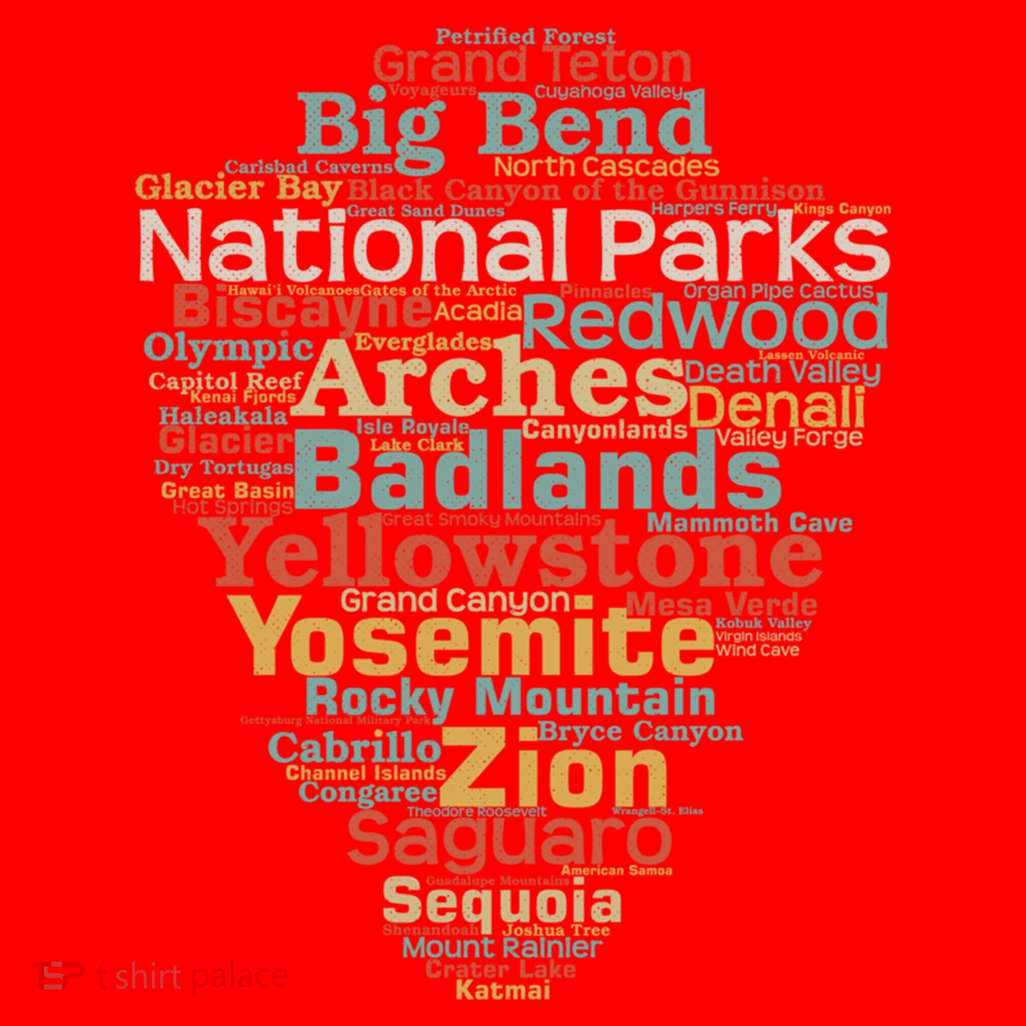 National Parks List Word Cloud Camping Hiking Gift Santa Hat