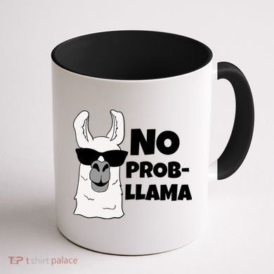 No Probllama Llama Problem Funny Coffee Mug back