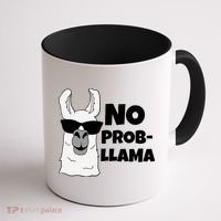No Probllama Llama Problem Funny Coffee Mug thumb 1