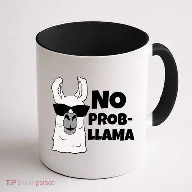 No Probllama Llama Problem Funny Coffee Mug back