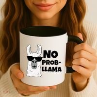 No Probllama Llama Problem Funny Coffee Mug thumb 3