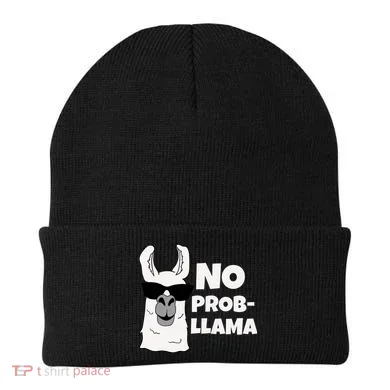 No Probllama Llama Problem Funny Beanie
