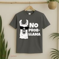 No Probllama Llama Problem Funny T-Shirt thumb 2